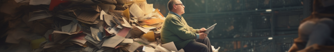 waste audit A man sat on a huge pile of waste